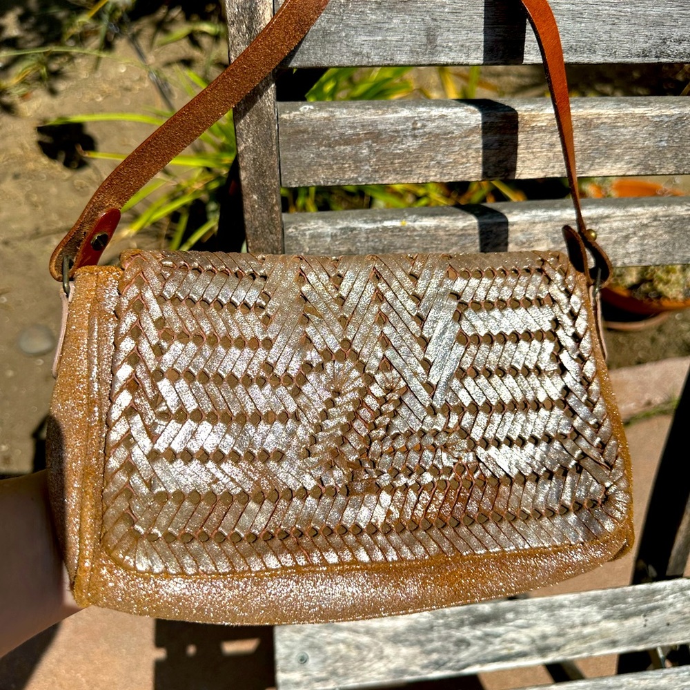 Jasper & Jeera Anthropologie Metallic Leather Purse